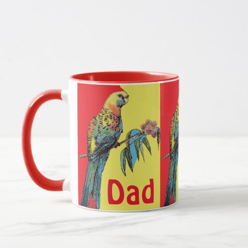 Rosella Parrot Watercolor Dad father Name Coffee M Mug