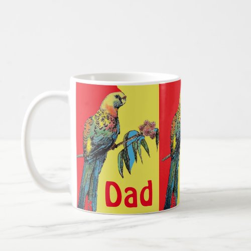 Rosella Parrot Watercolor Dad father Name Coffee Mug