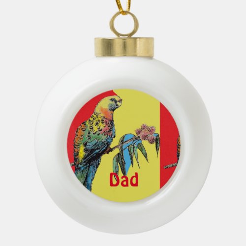 Rosella Parrot Watercolor Dad father Name Ornament