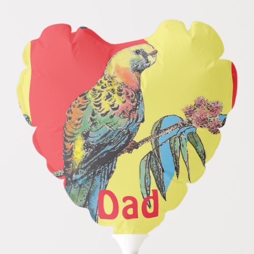 Rosella Parrot Watercolor Dad father Name Ornament Balloon