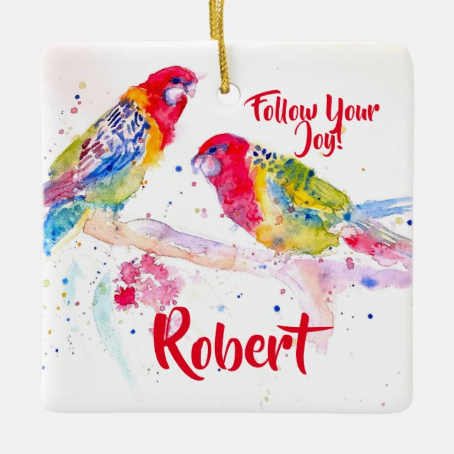 Rosella Parrot Watercolor Husband Name Decoration (Front)