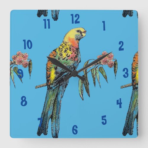 Rosella Parrot Watercolor Mans Office Clock