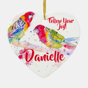 Rosella Parrot Watercolor Painting Name Decoration