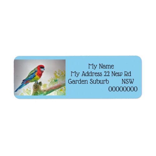 Rosella Parrot Watercolour Return Address Labels