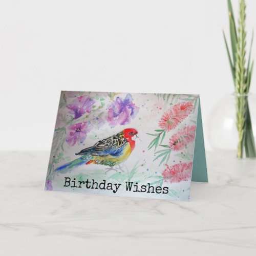 Rosella Parrot with Bottlebrush Birthday Card