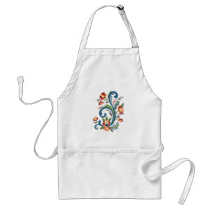 Rosemaling Blue and Red Adult Apron