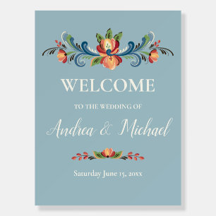 Rosemaling Blue and Red Foam Board