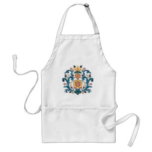 Rosemaling Gold and Burgandy Adult Apron
