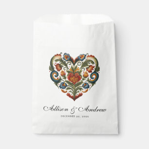 Rosemaling Heart Norwegian Folk Art Favor Bag