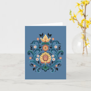 Rosemaling in Gold and Burgundy Greeting Card