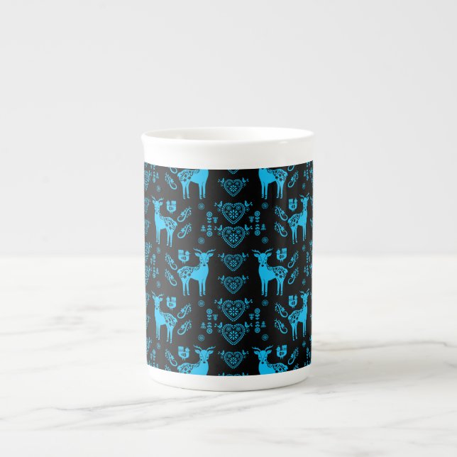 Rosemaling Norwegian Folk Art Bone China Mug (Front)