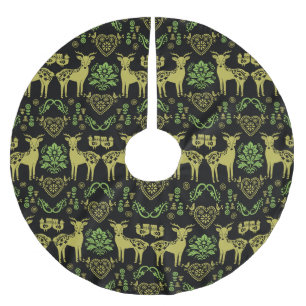 Rosemaling Norwegian Folk Art Brushed Polyester Tree Skirt