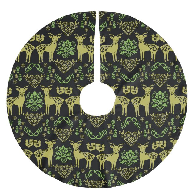 Rosemaling Norwegian Folk Art Brushed Polyester Tree Skirt (Front)