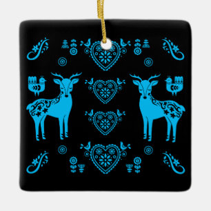 Rosemaling Norwegian Folk Art Ceramic Ornament