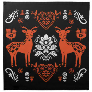 Rosemaling Norwegian Folk Art Cloth Napkin