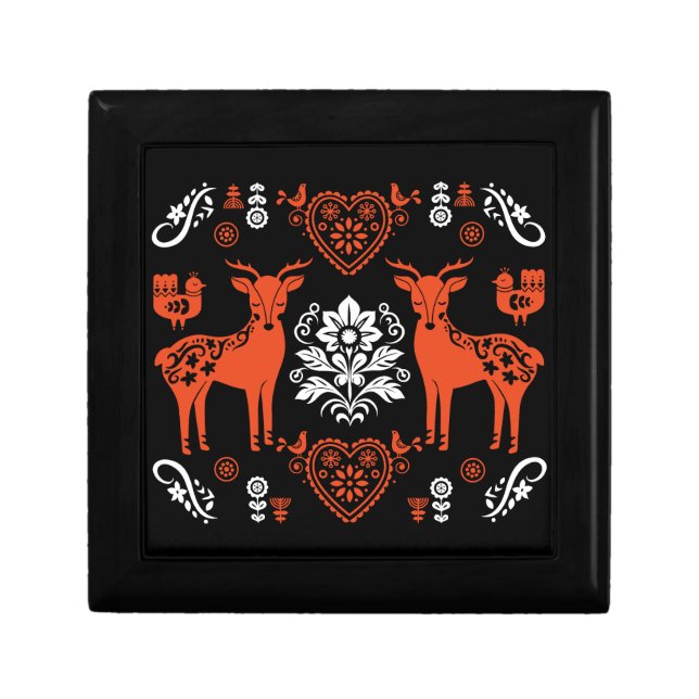 Rosemaling Norwegian Folk Art Gift Box (Front)