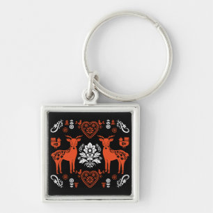 Rosemaling Norwegian Folk Art Keychain