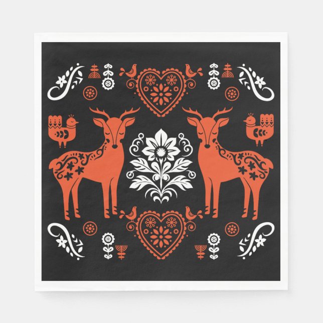 Rosemaling Norwegian Folk Art Napkins (Front)