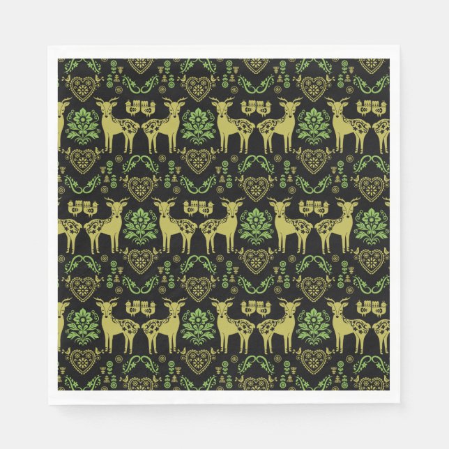 Rosemaling Norwegian Folk Art Napkins (Front)