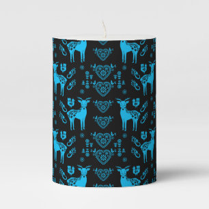 Rosemaling Norwegian Folk Art Pillar Candle