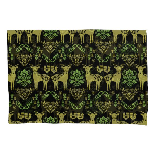 Rosemaling Norwegian Folk Art Pillow Case (Front)