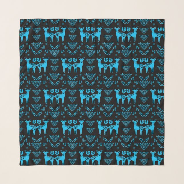 Rosemaling Norwegian Folk Art Scarf (Front)