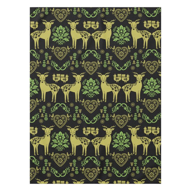 Rosemaling Norwegian Folk Art Tablecloth (Front)