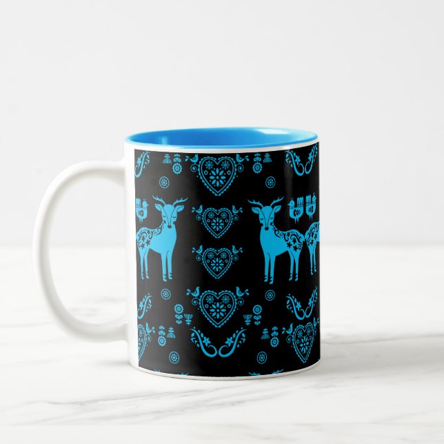 Rosemaling Norwegian Folk Art Two-Tone Coffee Mug (Left)