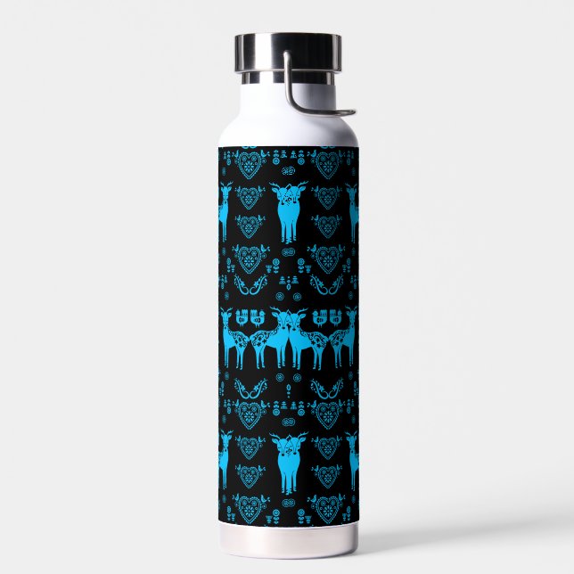 Rosemaling Norwegian Folk Art Water Bottle (Left)