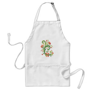 Rosemaling Red and Pink Adult Apron