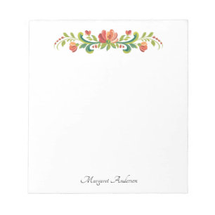 Rosemaling Red and Pink Notepad
