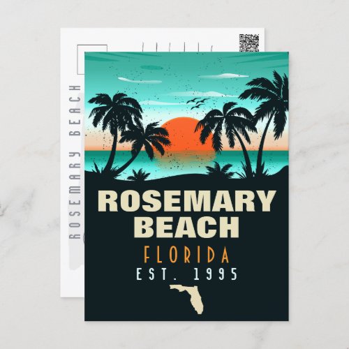 Rosemary Beach Florida Vintage Retro Sunset 80s Postcard