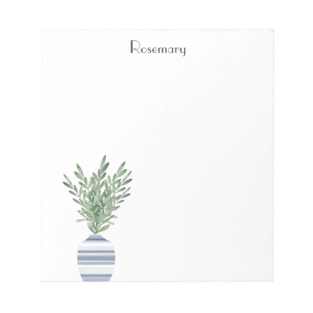 Rosemary & Blue Striped Vase  Notepad (Front)