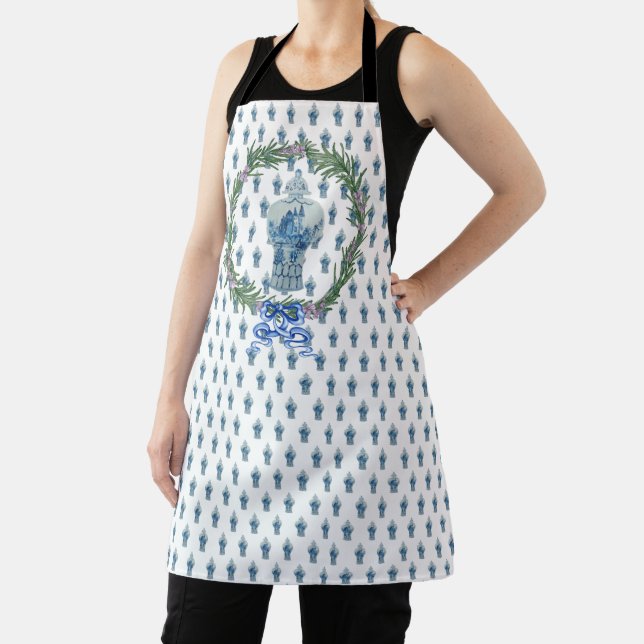 Rosemary Blue & White Ginger Jar Apron (Insitu)