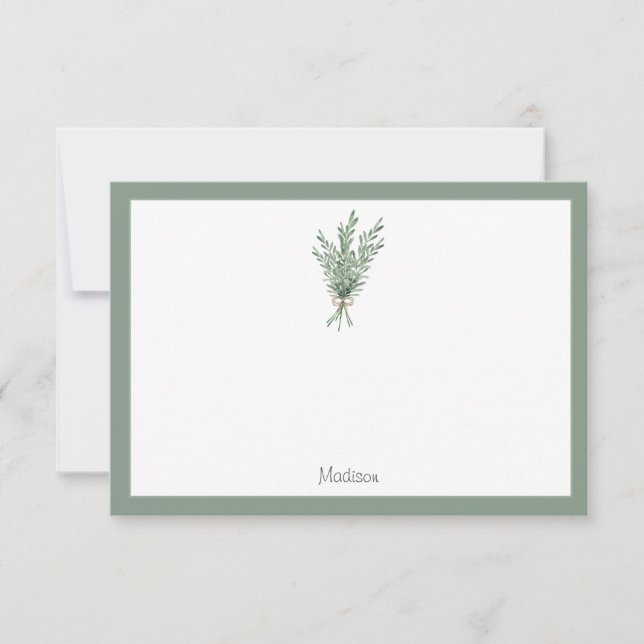 Rosemary Bouquet with Jute Bow Note Card (Front)