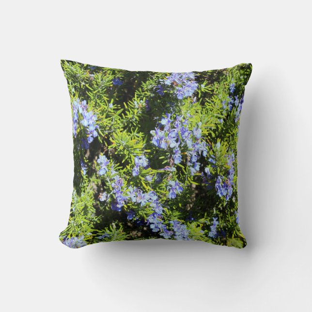 rosemary flowers on green throw pillow (Front)
