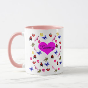 Rosemary, Girls Name, With Bunnies, Butterflies, Mug