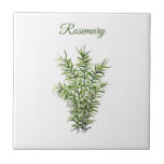 Rosemary Herb Greenery Kitchen Culinary Green chic Ceramic Tile<br><div class="desc">Rosemary herb watercolor painting kitchen tile. Hand painted by myself. Lovely kitchen décor. Greenery,  rustic décor.</div>