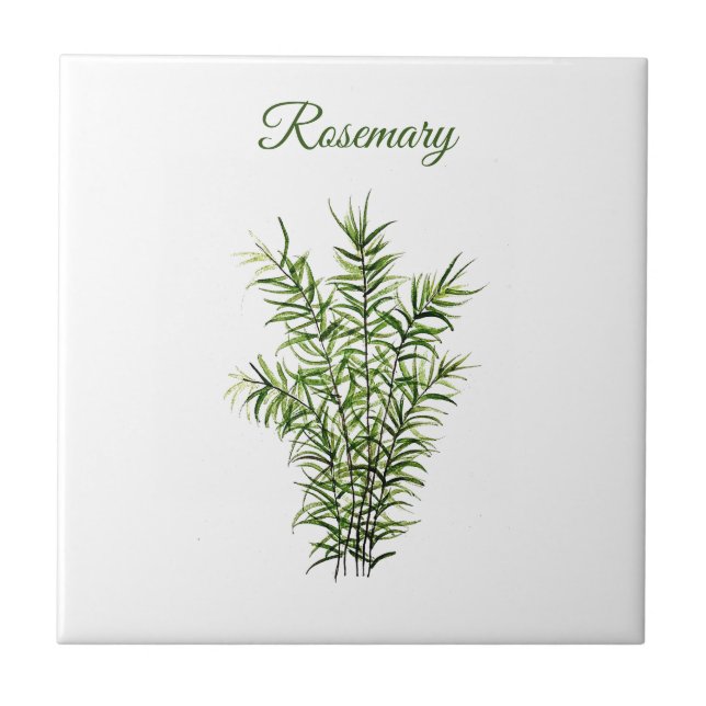 Rosemary Herb Greenery Kitchen Culinary Green chic Ceramic Tile (Front)