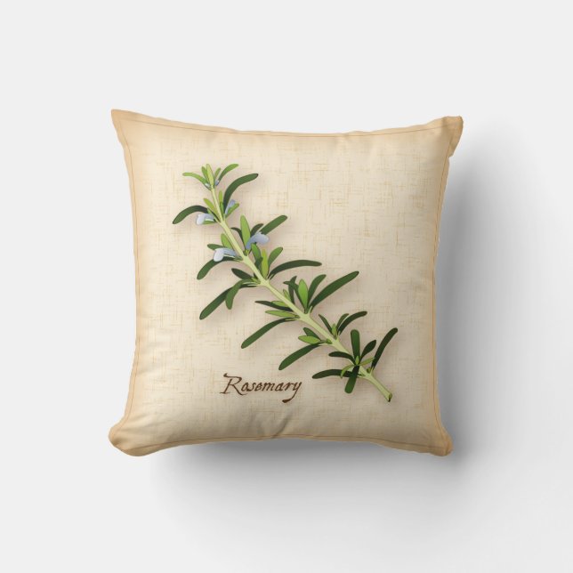 Rosemary Herb Throw Pillow (Front)