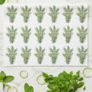 Rosemary Herbs Kitchen Culinary Greenery Rustic Towel
