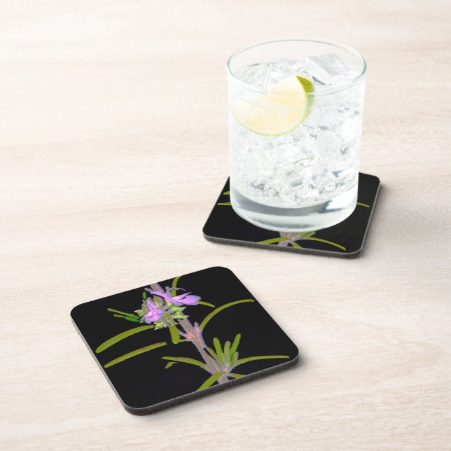 Rosemary in Bloom Drink Coaster (Right Side)