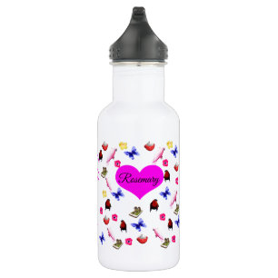 Rosemary, Name, With Bunnies, Butterflies, Birds, Stainless Steel Water Bottle