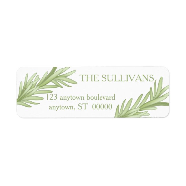 Rosemary Sprigs Herbal Wedding Label (Front)