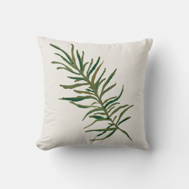 Rosemary Spring Herb Throw Pillow (Front)