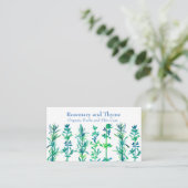 Rosemary Thyme Bee Watercolor Herbs Business Card (Standing Front)