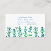 Rosemary Thyme Bee Watercolor Herbs Business Card (Back)