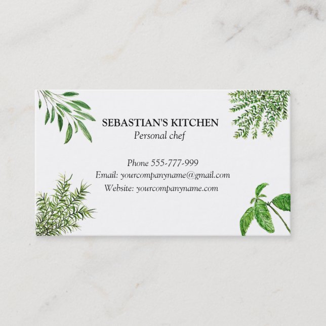 Rosemary Thyme Sage Herbs Culinary Chef  Business  Card (Front)