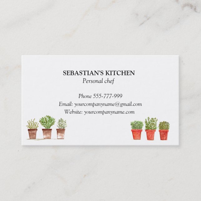 Rosemary Thyme Sage Herbs Culinary Chef Pots Business Card (Front)