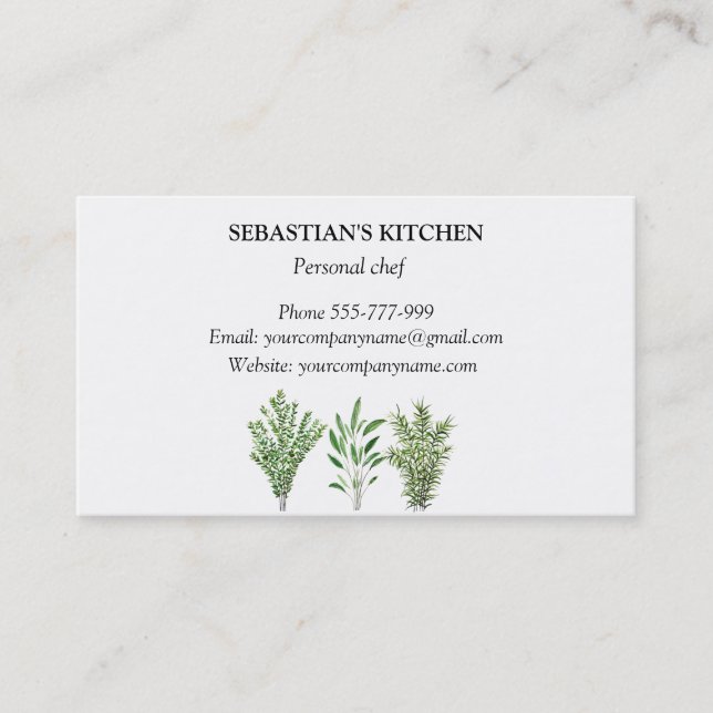 Rosemary Thyme Sage Herbs Culinary Chef Pots Business Card (Front)
